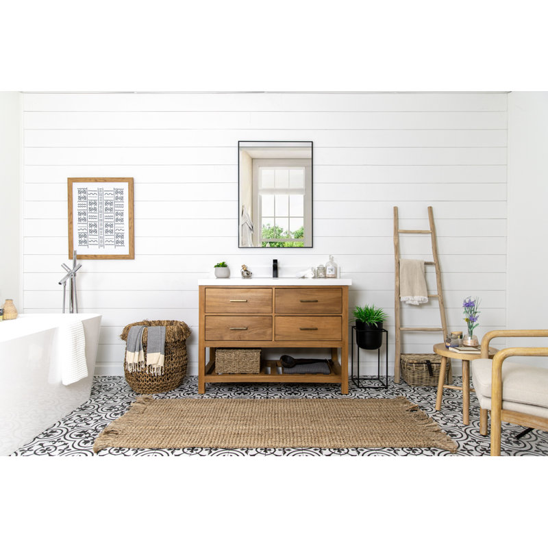 Ensemble de meuble-lavabo simple 42 "36", Blanc, Marron