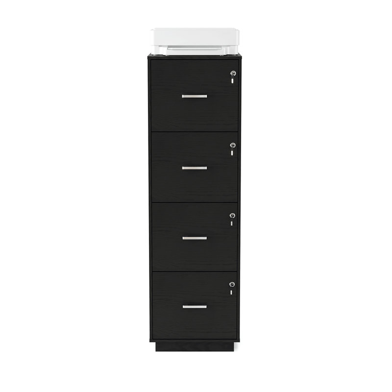 15 Inch Embossed 4 Drawer Wooden Oties, Black