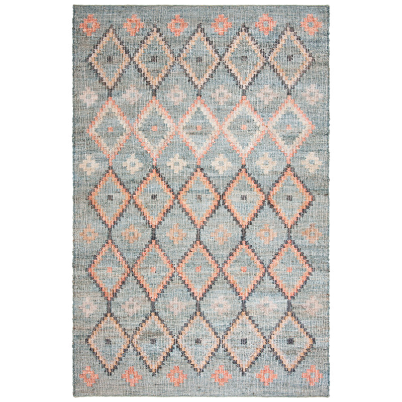 Tapis géométrique en jute et coton tissé à la main Hemlock, Rectangle 5 pi x 8 pi