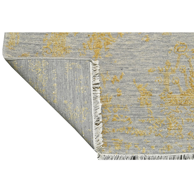 Tapis argenté et doré de haute qualité noué à la main