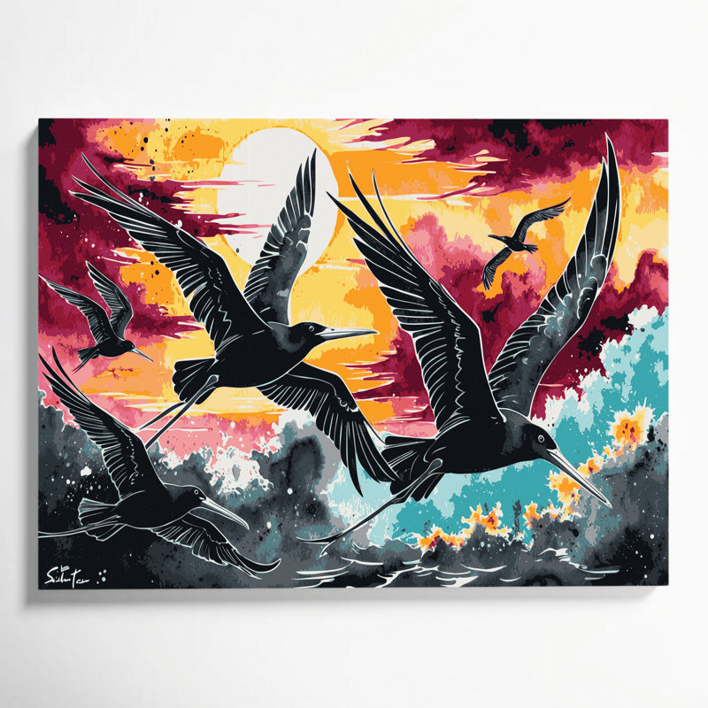 «Hawaiian Frigate Birds», art mural sur toile brune, H 12 po x l 18 po