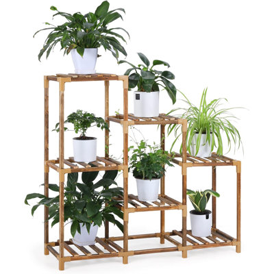Wood Plant Stand Indoor Outdoor, 5 Floors 7 Potted Plants Height Large Plant Stand Plant Stand Multiple Flower Pot Stand
