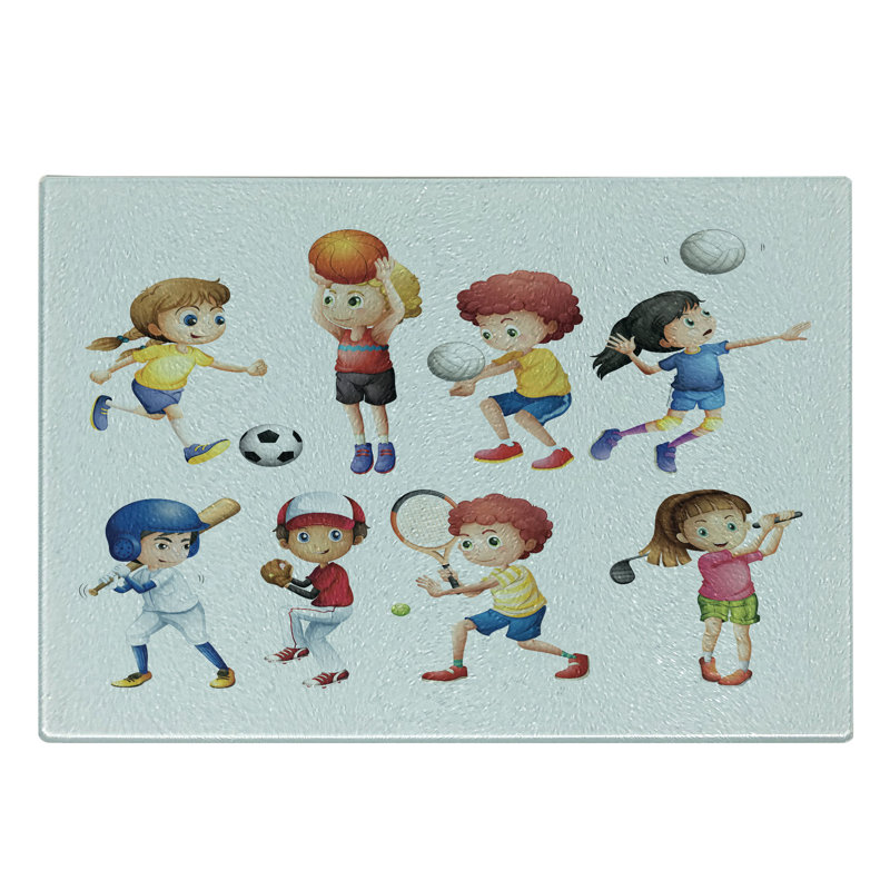 Multicolore planche à découper en verre trempé Ambesonne Sports