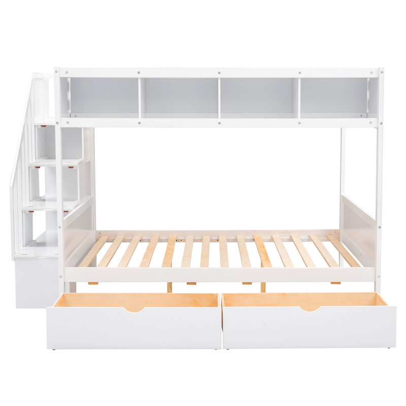 Gurutz Twin over Full 5 Drawer Standard Bunk Bed with Shelves by Harriet Bee, White