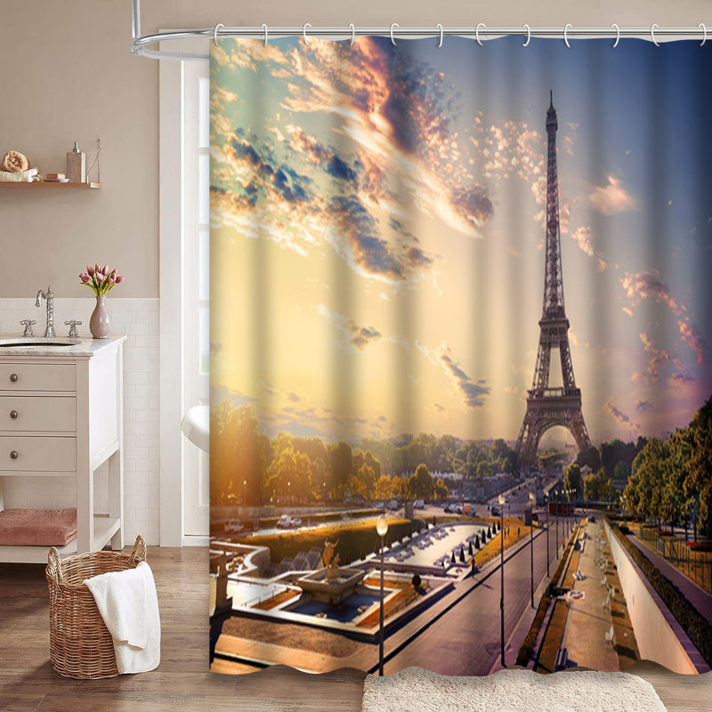 Rideau de douche avec 12 crochets Old Paris Tour Eiffel Architecture, L 72 po x l 72 po
