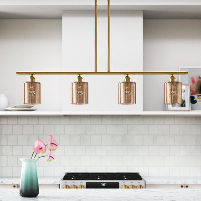 Luminaire suspendu linéaire à 4 lumières pour îlot de cuisine Leilani