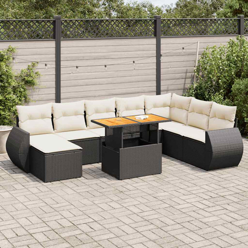 Ensemble de canapé de jardin en rotin PE 9 pièces Vidaxl