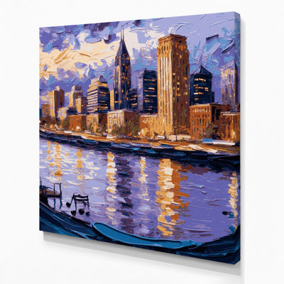 Cities Nashville TN Purple Canvas Wall Art