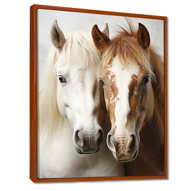 «Blaike White and Brown Horse Dynamic Duo V», reproduction sur toile, H 40 po x l 30 po x P 1,5 po, Brown Floater Framed