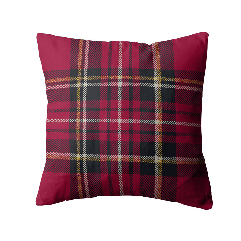 Red Cabin Plaid Throw Pillow, Red Plaid