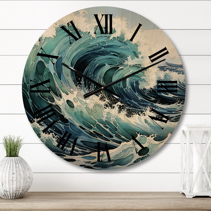 Horloge murale en bois massif Venisha, Petit