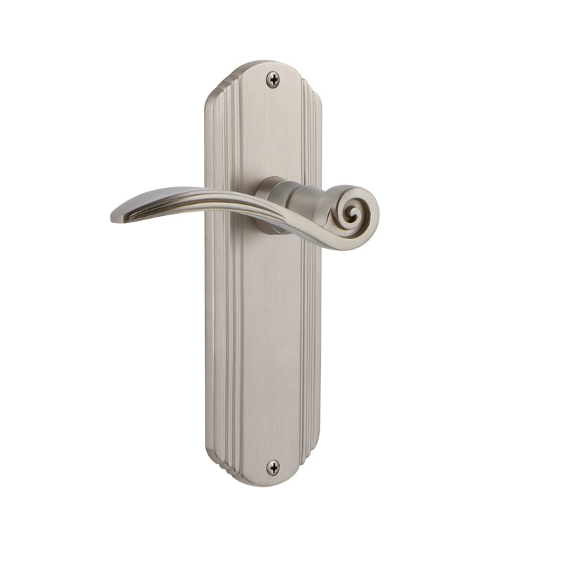 Deco Plate Single Dummy with Swan Lever, Left Handed, Satin Nickel