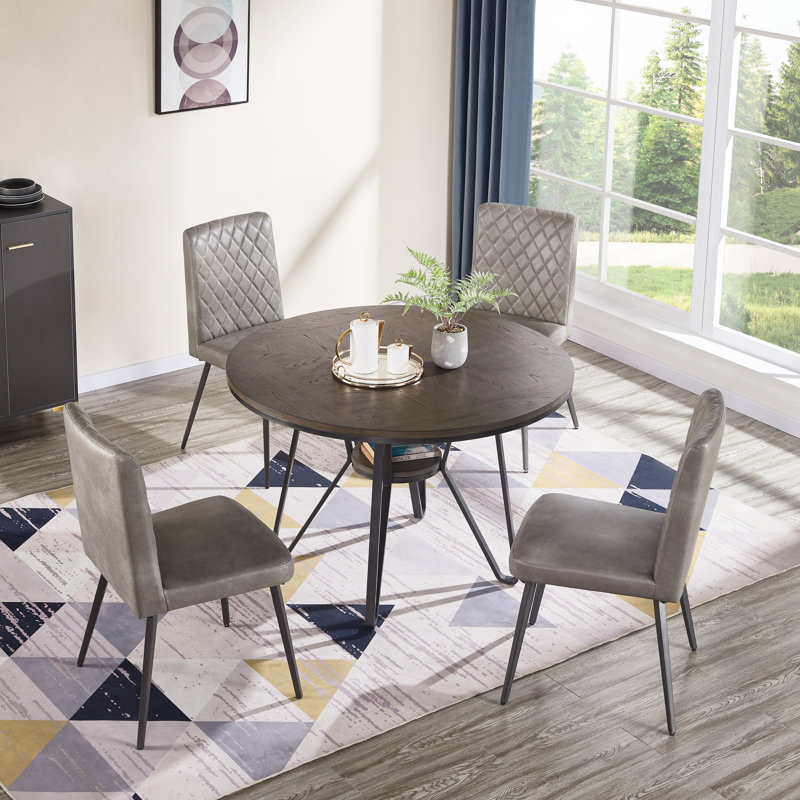 Ensemble repas pour 5 personnes Syble, Gris/noir
