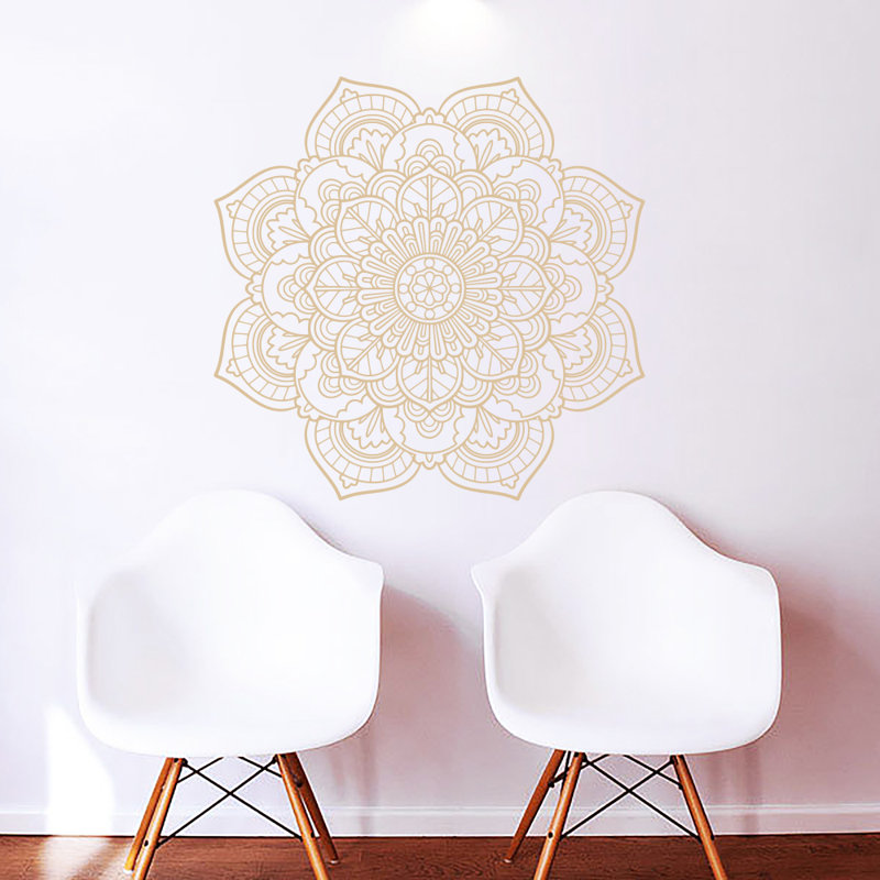 Adhésif décoratif mandala namaste boho yoga autocollants, Beige