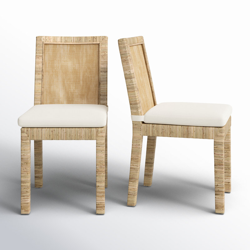 Elaina Woven Side Chair, White, Gray