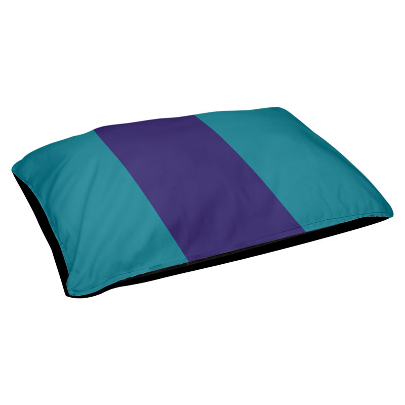Coussin rectangulaire designer Seattle, Moyen (L 18 po x l 28 po), Bleu sarcelle / mauve foncé / bleu sarcelle