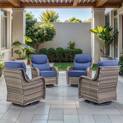 Chaises de patio pivotantes en osier pour l'extérieur avec coussins de 6 po Deb