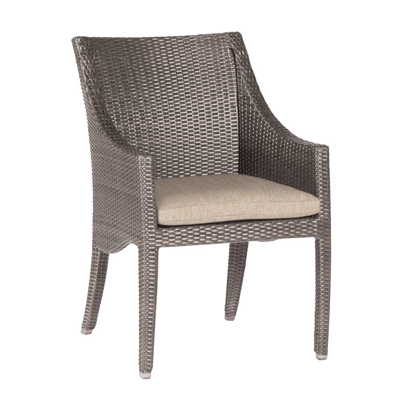Athena Wicker/Rattan Patio Dining Armchair, Welt, Oyster, Canvas Sand
