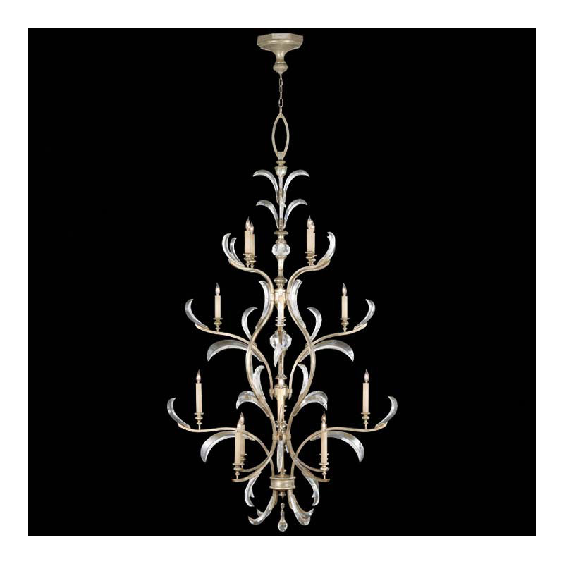Beveled Arcs 16 - Light Chandelier, Silver