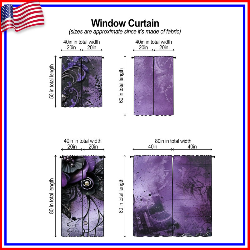 Rideaux à motif floral et voilage obscurcissant - 2 panneaux, 56in x 76in - 2 panels, Transparent