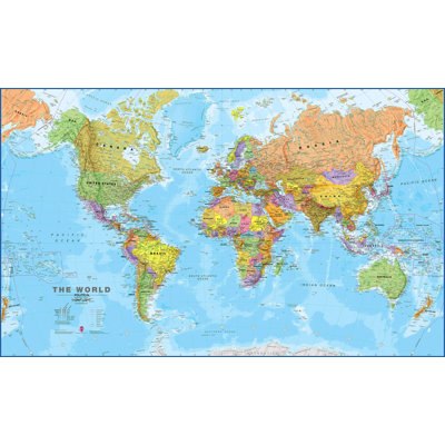 Large World Wall Map Political - Art Print on Paper