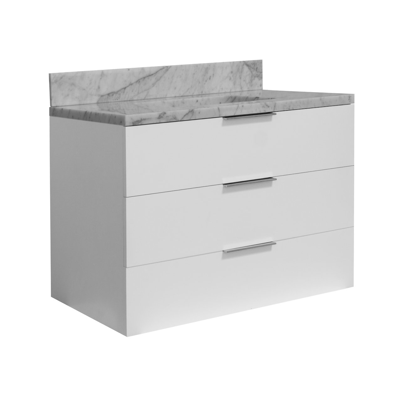 Mitchell 36'' Single Bathroom Vanity, Carrara Marble, White