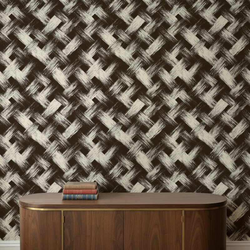 Papier peint à motif géométrique en treillis, Peler et coller