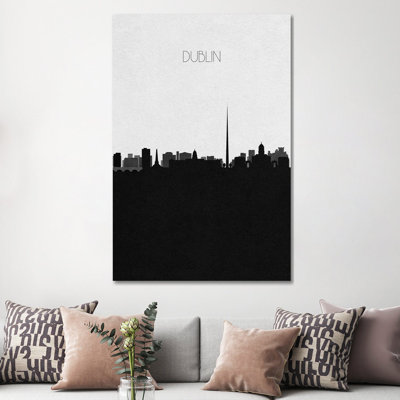 Dublin, Ireland City Skyline by Ayse Deniz Akerman - Print on Canvas