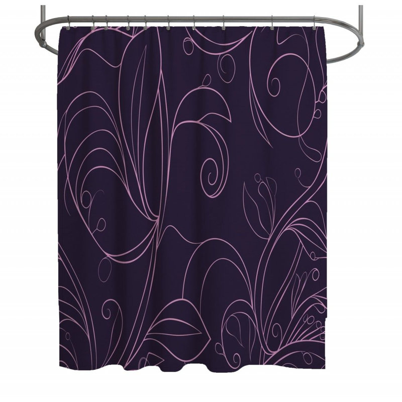 Floral Pattern Art Floral Shower Curtain, 73"H x 70"W