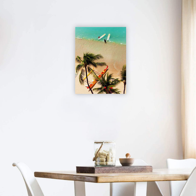 «Green Cozy Beach», art mural sur toile 24 x 18 po