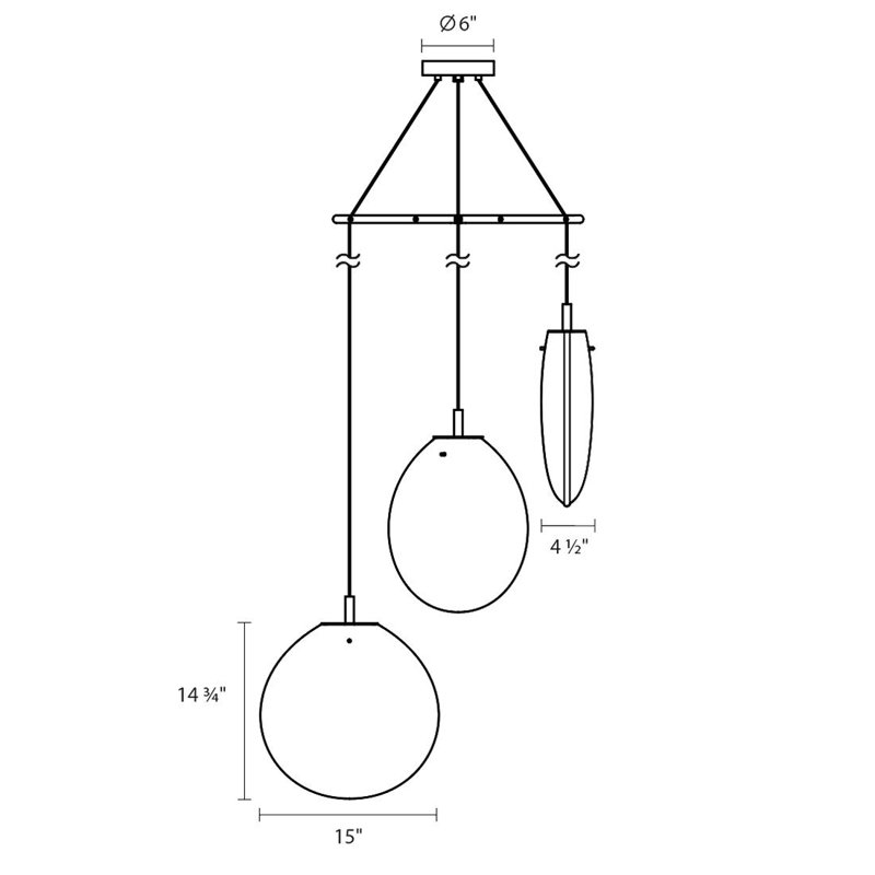 Cantina 3 - Light Pendant, 19.25" H x 36" W x 36" D, Smoke Fade