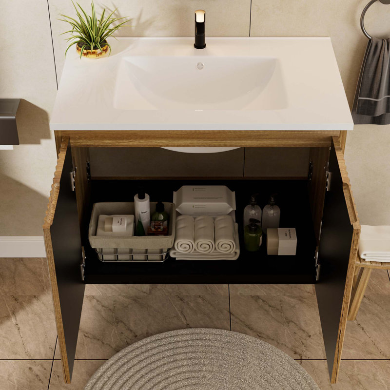 Armoire murale pliante 30 po avec lavabo, Chêne doré