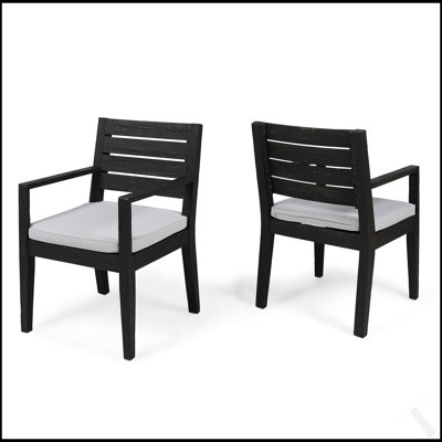 Ensemble de 2 chaises de salle à manger d'extérieur, teinte naturelle sablée avec coussin beige pour plus de confort et de style