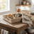 Rectangular Nesting Tray Set Of 2, Beaded Edge, Whitewashed Brown Wood