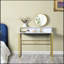 Petit bureau blanc de 41,3 pouces avec espaces de rangement ouverts, coiffeuse moderne