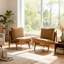 Chaises d'appoint moka durables, structure en bois massif, style Mid-Century pour le salon