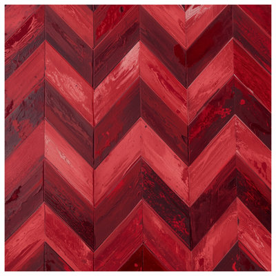 Tapisserie murale à chevrons rouges - Décoration murale à chevrons