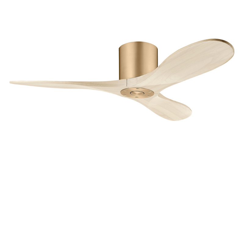 Ventilateur de plafond Maverick Smart Hugger, Chêne blanc délavé, 44" Wide, Burnished Brass
