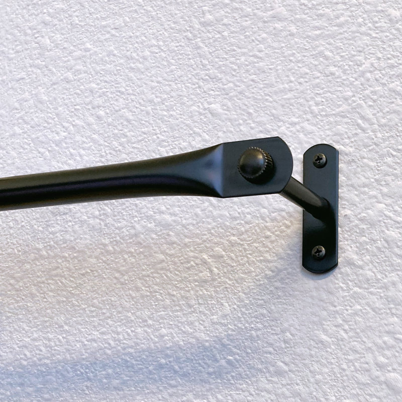 Tringle à rideaux simple réglable en métal Ersula, H 2 po x l 48 po x P 4 po, Noir