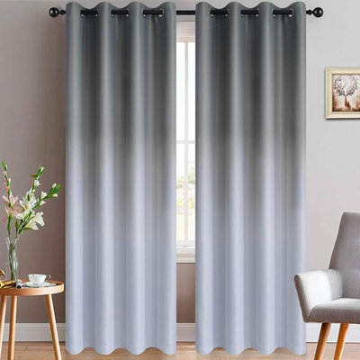 Yakamok - Rideaux dégradés de couleur gris et blanc grisâtre à dégradé de 84 pouces pour chambre à coucher, rideaux isolants et isolants avec œillets obscurcissant pour la chambre à coucher (2 panneaux, 52 po x 84 po)