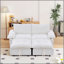 Canapé-lit convertible en velours blanc de 185 cm avec matelas dépliable
