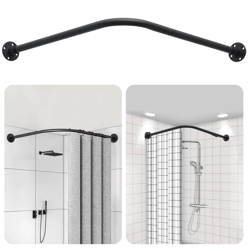 Tringle de rideau de douche en L, 23,6 à 54,3 po, montée sur perceuse, coin 90 °