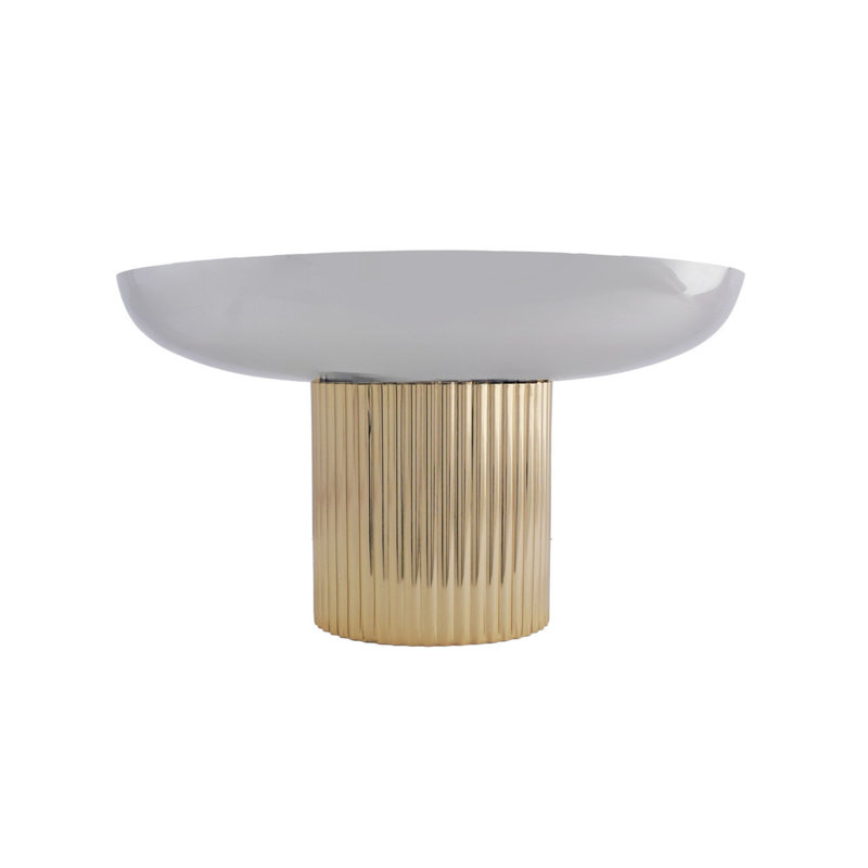 Guilded Round Serving Platter, Silver/Gold, 6.25" H x 20.19" W x 20.19" D