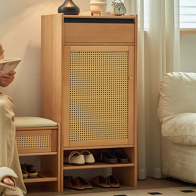 Modern Simple Rattan Woven Shoe Cabinet Side Cabin 10 Pair Shoe Storage Cabinet