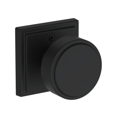 Vashon Passage Knob with Stepped Square Rose in Satin Black