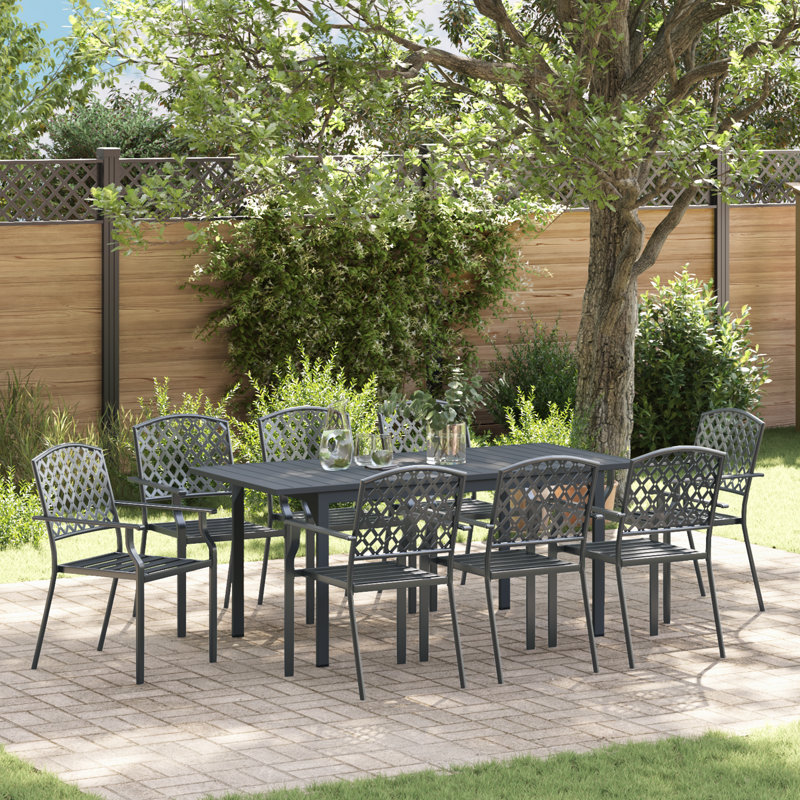 8 - Person Patio Dining Set with Extendable Rectangular Table