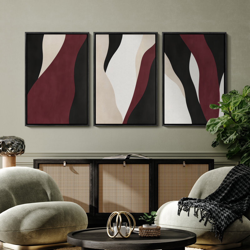 Art mural encadré, rétro, antique, classique pour chambre à coucher - 16 po x 24 po x 3 panneaux, H 24 po x l 16 po, Noir