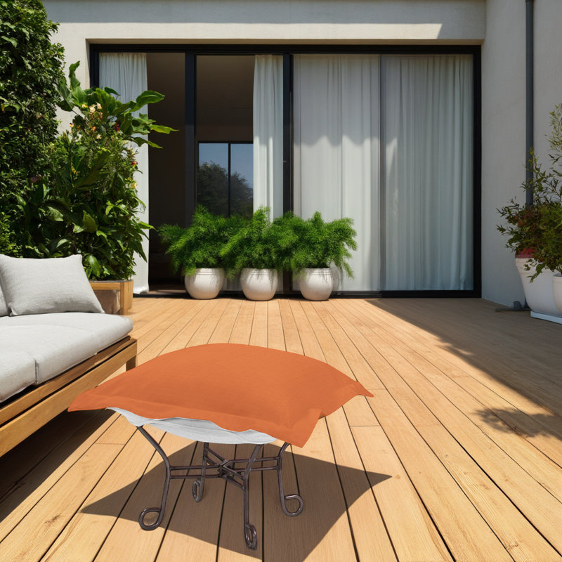 Repose-pieds avec coussin sunbrella Misayo, Titane, Orange marin