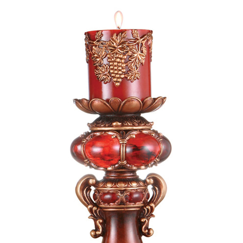 Tall Polyresin Candleholder, 16" H x 5.5"W x 5.5" D