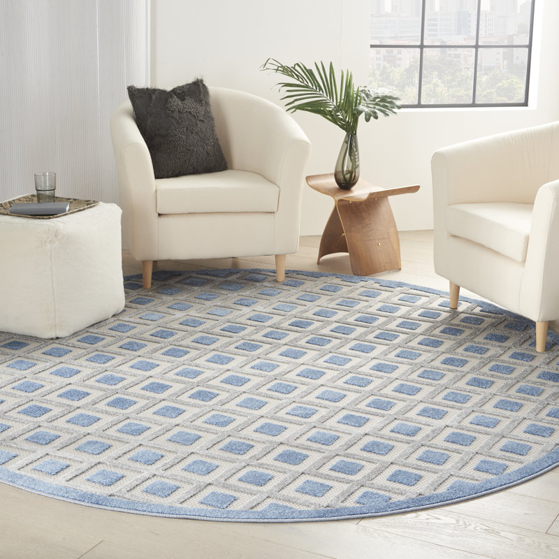 Andoche Houndstooth Indoor Rug, Round 7'10"